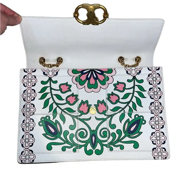 PRICE IS FIRM! Tory Burch Gemini Link Chain Printed Leather Crossbody - Picture 11 of 17